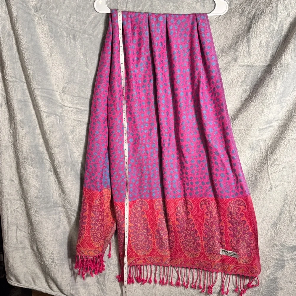 Pashmina scarf Vibrant Red and Orange Scarf‎ 100% Pashmina fringe edge